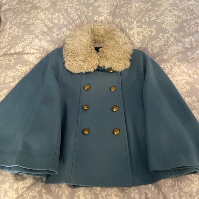 【即納】 ジェーンマープル - JaneMarple ウールケープコート 外套 ミント ファー襟 マント ポンチョ