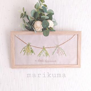 Naturalスワッグ＊刺繍インテリアフレーム　壁飾り(インテリア雑貨)