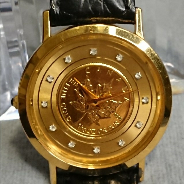 メープルリーフ金貨5Pダイヤ時計(ヒルトン:コインウォッチ:金時計)時計