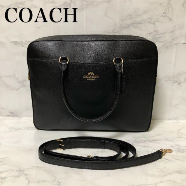 美品 COACHコーチ ブリーフケース ビジネスバック ブラック A4サイズ