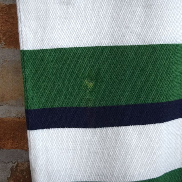 POLO RALPH LAUREN(ポロラルフローレン)の《ポロラルフローレン》XXL　グリーン系ボーダー　刺繍ロゴ　半袖ポロシャツ メンズのトップス(ポロシャツ)の商品写真