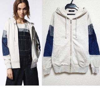 DIESEL - 超美品 DIESEL パーカー袖 デニム 星 パッチワークスウェット