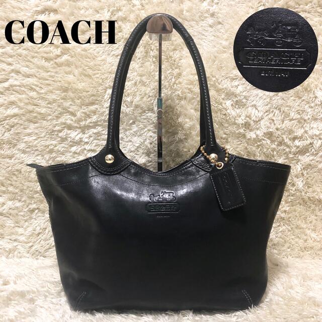 COACH - 美品✨COACH レザー トートバッグ F12415 ブラック ロゴ型押し
