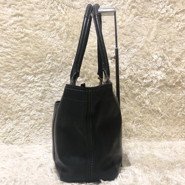 美品✨COACH レザー トートバッグ  F12415 ブラック ロゴ型押し 2