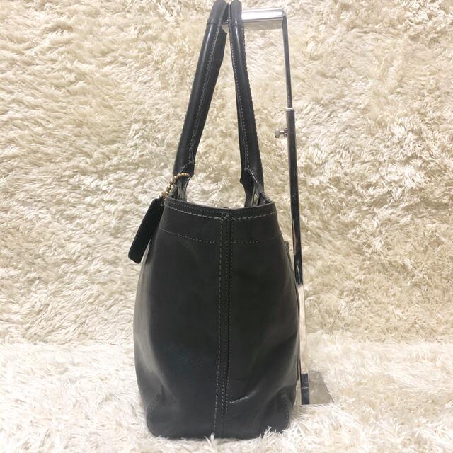 美品✨COACH レザー トートバッグ  F12415 ブラック ロゴ型押し 3