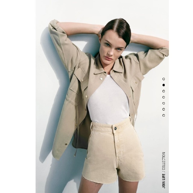 新品■ザラ■zara■ルーズフィットジャケット ピンク ベージュ.S