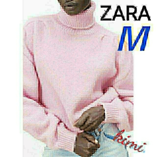 ZARA(ザラ)のZARA　(Ｍ)　ギャザーショルダーニットセーター　タートルネック　ハイネック レディースのトップス(ニット/セーター)の商品写真