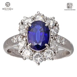 Pt900 サファイア ダイヤ リング S1.57ct D1.05ct リング 12号 ダイヤモンド レディース 9月誕生石 ジュエリー USED【中古】【ブリルトワーゼ】【丸正質舗】【質屋】(M208950)(リング(指輪))