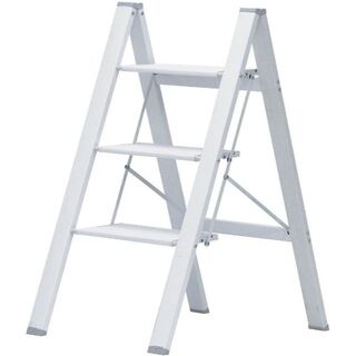脚立 3段 アルミ 踏み台 はしご 梯子 ステップ台  (3段, ホワイト)(工具)