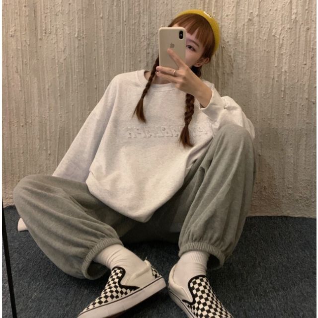 大人気!エンボストレーナーライトグレー再入荷韓国オルチャンストリート 通販 エンボストレーナーアイボリー韓国オルチャンストリート大人気再入荷