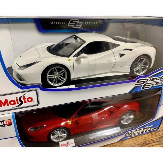 Ferrari - Maisto/マイスト 1:18 フェラーリ 488 GTB 赤&白 セットの