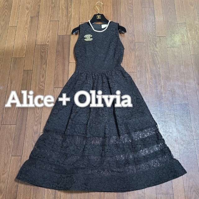 Alice+Olivia(アリスアンドオリビア)の【美品】 アリスオリビア 限定品 レース フレアーワンピース ワンピース ドレス レディースのワンピース(ロングワンピース/マキシワンピース)の商品写真