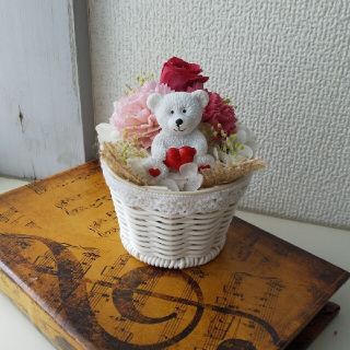 母の日 誕生日 プリザーブドフラワー フラワーアレンジメント くま ベア 薔薇(プリザーブドフラワー)