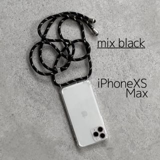 ショルダー ストラップ ボディフォンケース 黒 XSMax ボーダー (iPhoneケース)