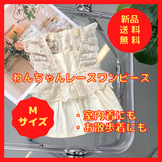 ペット ドッグウェア レース ワンピース M ペプラム ドレス お出かけ (犬)