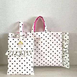 ハンドメイド　フリルレッスンバック♡シューズバック　入園準備入学準備セット(外出用品)