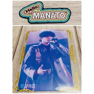 ネームステッカー付！金縁プロテクター BE:FIRSTフォトカード　MANATO(ミュージシャン)