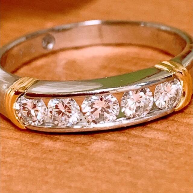 美品❣️VSクラス❣️ギラギラD0.50ct コンビカラー プラチナダイヤリング-