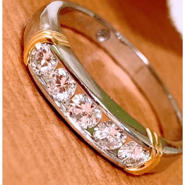 美品❣️VSクラス❣️ギラギラD0.50ct コンビカラー プラチナダイヤリング-