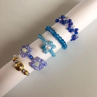 ハンドメイド　ビーズリング　5個セット(リング)