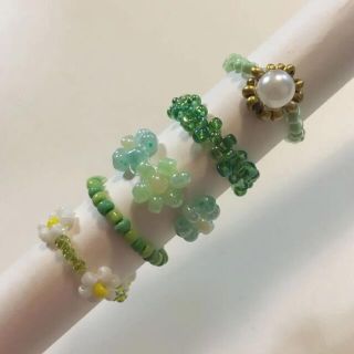 ハンドメイド　ビーズリング　5個セット(リング)