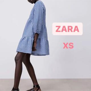 ザラ(ZARA)のZARA ザラ ギンガムチェック ワンピース XSサイズ(ひざ丈ワンピース)
