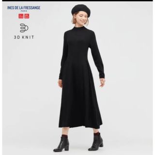 ユニクロ(UNIQLO)のイネス　ユニクロ　3dニットフレアワンピース(ロングワンピース/マキシワンピース)