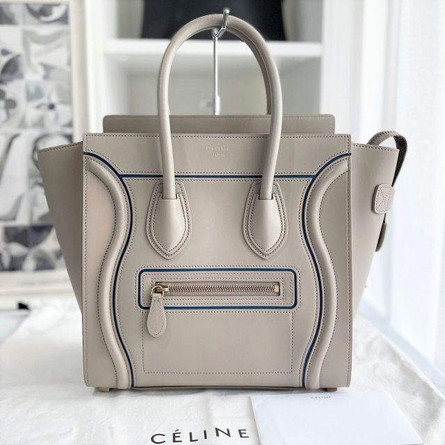 celine - 美品☆ セリーヌ ラゲージ マイクロ グレージュ×青 celine - 美品☆ セリーヌ ラゲージ マイクロ グレージュ×青