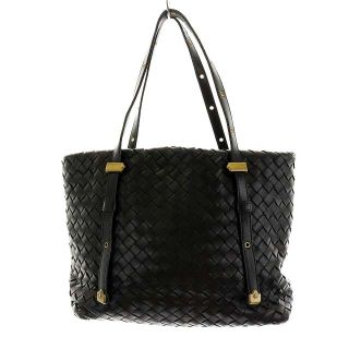 ボッテガヴェネタ(Bottega Veneta)のボッテガヴェネタ イントレチャート トートバッグ ハンドバッグ レザー 黒(トートバッグ)