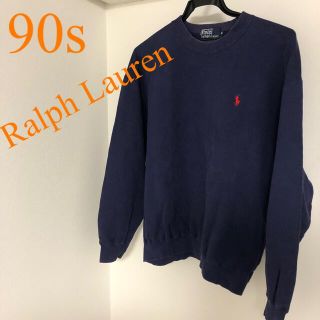 ポロラルフローレン(POLO RALPH LAUREN)のポロラルフローレン　90s ネイビー　スウェット　古女古男　レッド刺繍(スウェット)