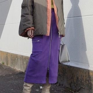 アメリヴィンテージ(Ameri VINTAGE)のAmeri　SUEDE LIKE ZIPPER SKIRT(ロングスカート)