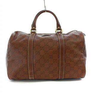 グッチ(Gucci)のグッチ シマレザー ボストンバッグ ハンドバッグ 茶 ブラウン 193603(ボストンバッグ)