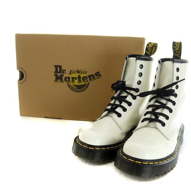 Dr.Martens(ドクターマーチン)のドクターマーチン 8ホール ショートブーツ 厚底 レザー ステッチ UK3 白 レディースの靴/シューズ(ブーツ)の商品写真