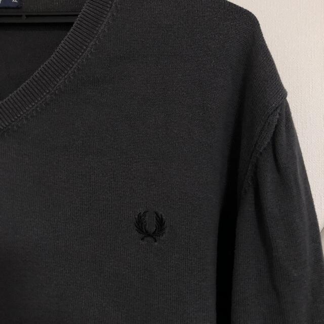 FRED PERRY ブラックグレー　ニット　セーター　XLサイズ　ポルトガル製