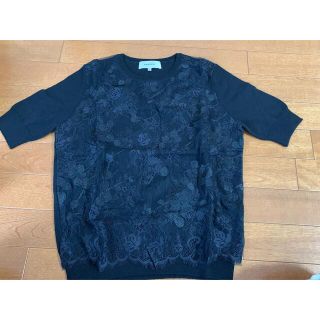 カルヴェン(CARVEN)のCARVEN ブラック　ウール　半袖ニット(ニット/セーター)