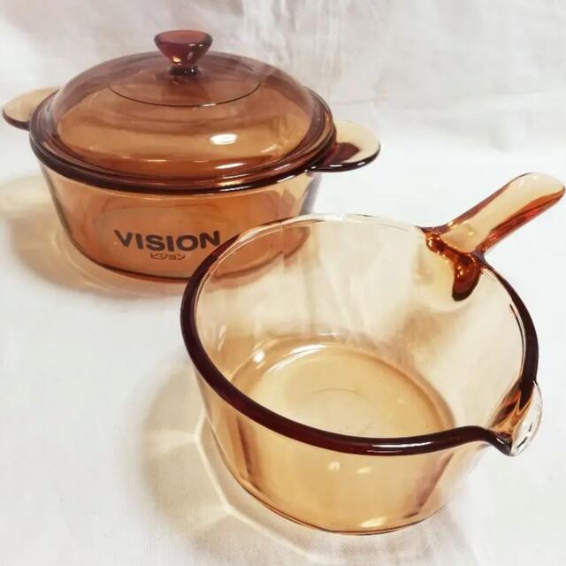 鍋/フライパン新品 VISION ビジョン コーニング  耐熱 ガラス鍋 片手鍋