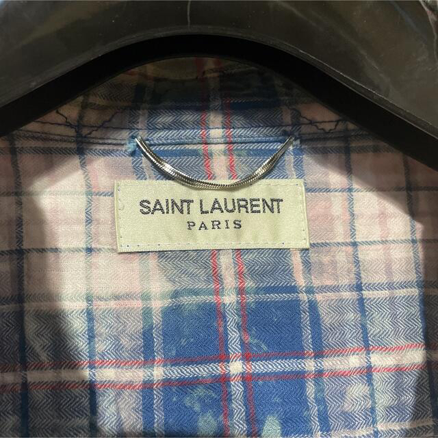 Saint Laurent(サンローラン)のsaint laurent paris ブリーチ加工 チェックシャツ S  メンズのトップス(シャツ)の商品写真