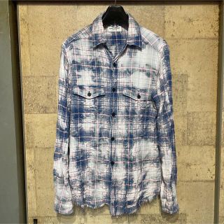 saint laurent paris ブリーチ加工 チェックシャツ S | www.jarussi.com.br