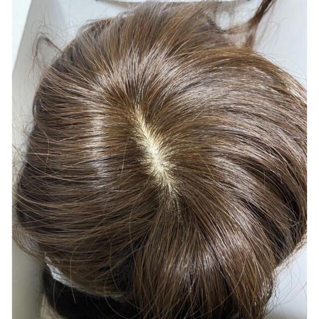 人毛100%✨前髪付き部分ウィッグ地肌付きヘアピースオシャレなブラウンカラー | フリマアプリ ラクマ