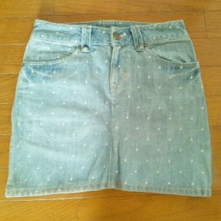 フェリシモ(FELISSIMO)のnusy　JEANS　デニムスカート　サイズ58　水玉　ｋ４(ミニスカート)