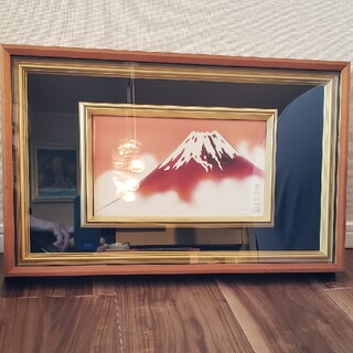 額縁付富士山陶器画(絵画額縁)