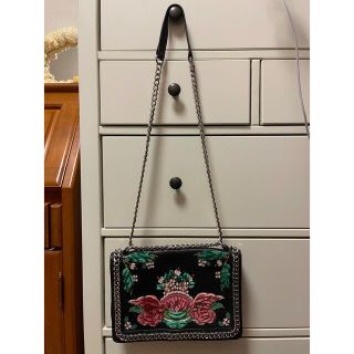 ザラ(ZARA)のZARA 本革 2way チェックバッグ 花柄(ショルダーバッグ)