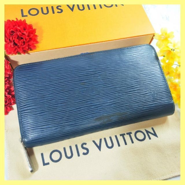 美品 LOUIS VUITTON 長財布 ラウンドジップ エピ ネイビー