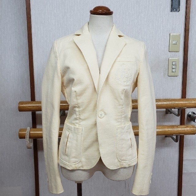 ポロラルフローレン　ブレザージャケット　オフホワイト胸ポケット刺繍エンブレム