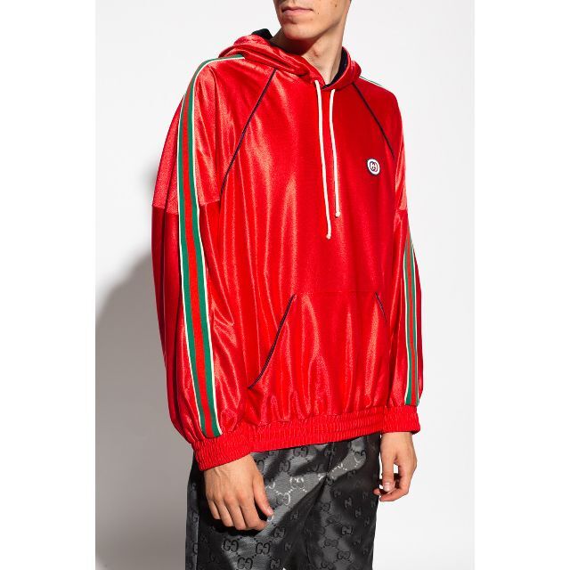 マート GUCCI シャイニージャージ フード付きスウェットシャツ L