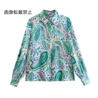 ザラ(ZARA)の🧥2月新作👠7410◆vintage レトロ エスニック柄 シャツ ブラウス(シャツ/ブラウス(長袖/七分))
