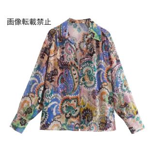 ザラ(ZARA)の🧥2月新作👠7412◆vintage レトロ エスニック柄 シャツ ブラウス(シャツ/ブラウス(長袖/七分))
