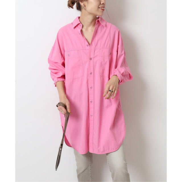 Spick&Span ロングルーズワークシャツ ピンク