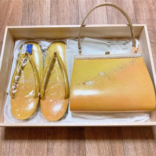 草履 バッグ セット 結婚式 留袖 日本製 成人式 フォーマル　金色 ゴールド(和装小物)