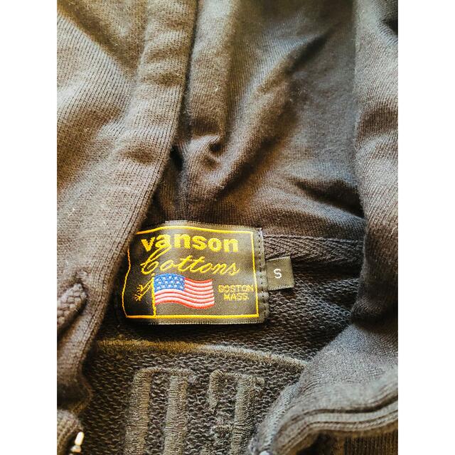 バンソン　vanson ジップアップ　パーカー　黒　Sサイズ　未使用 4